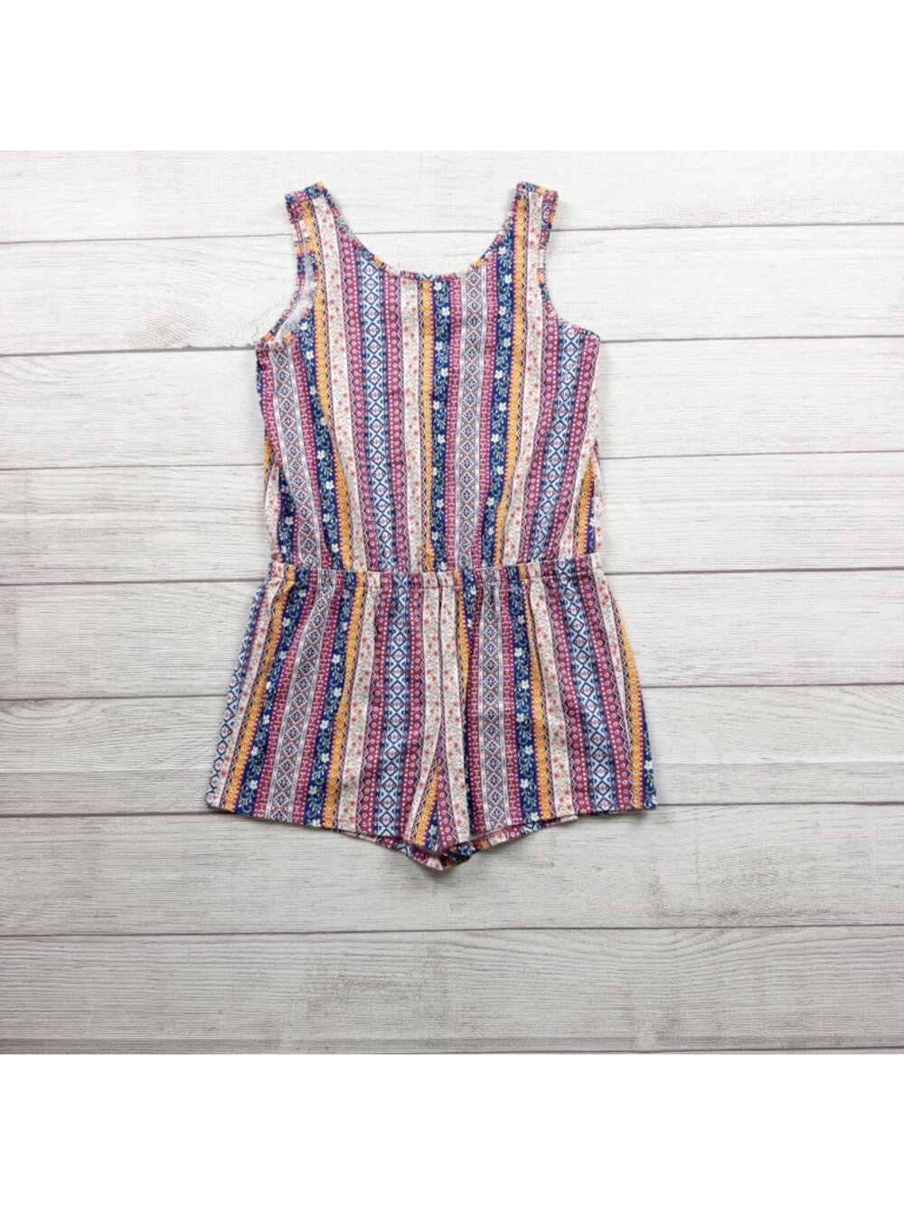 Children's Place Girls Multicolor Striped Sleeveless Shorts Romper L 10-12